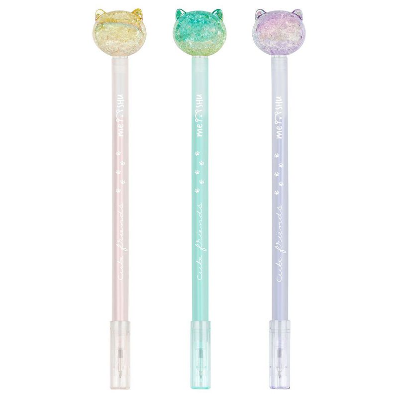 Ручка шариковая MESHU "Cute Cats" синяя, 0,5мм, корпус ассорти 