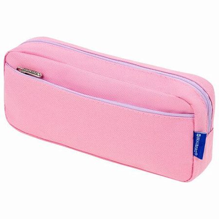Пенал мягкий BRAUBERG PASTEL, 2 отделения, розовый, 21х9,5х5см, 272276