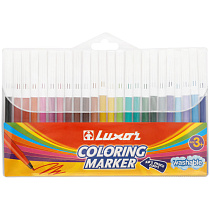 Фломастеры Luxor "Coloring", 24цв., смываемые, ПВХ, европодвес