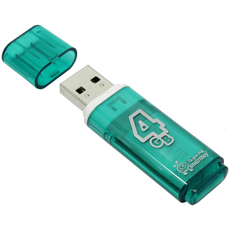 Память Smart Buy "Glossy"  4GB, USB 2.0 Flash Drive, зеленый