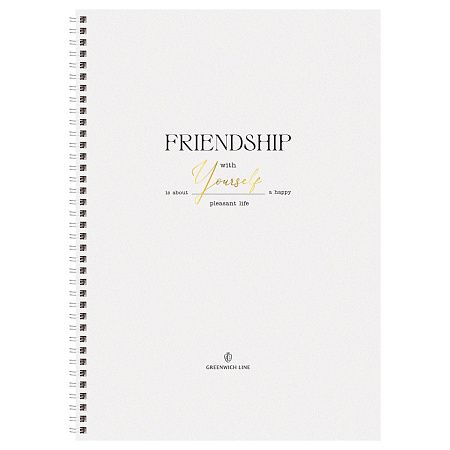 Тетрадь 80л., А4, клетка на гребне GreenwichLine "Friendship", матовая ламинация, тиснение фольгой, 80г/м2