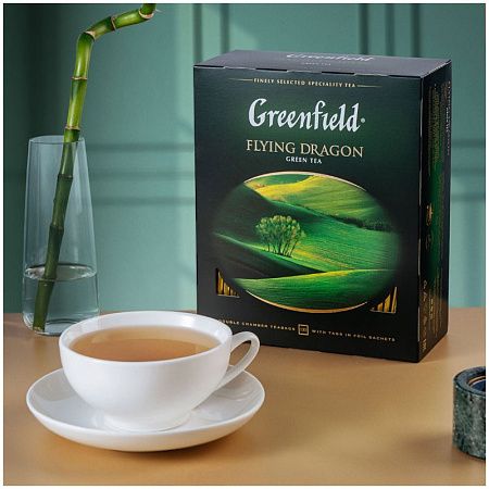 Чай Greenfield "Flying Dragon", зеленый, 100 фольг. пакетиков по 2г