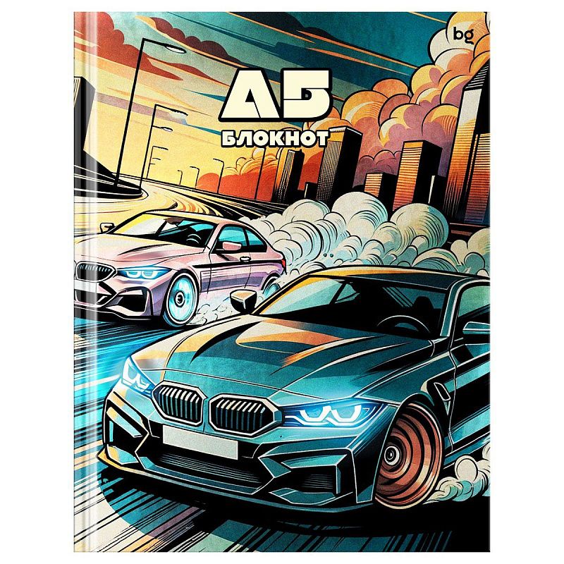 Бизнес-блокнот А5, 80л., BG "Гонки", металлизация