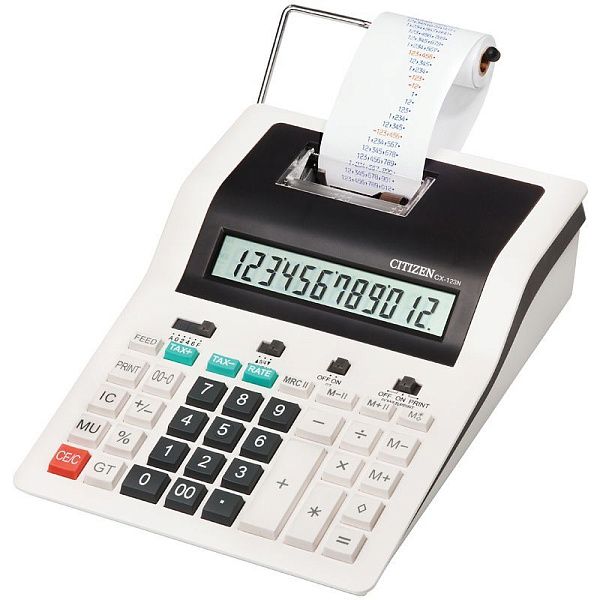 УЦЕНКА - Калькулятор печатающий Citizen CX-123N, 12 разрядов, 202*267*77мм, 2-цветная печать (осн 089672)
