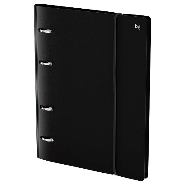 Тетрадь на кольцах А5, 120л., BG "Base", пластиковая обложка, черный, с резинкой