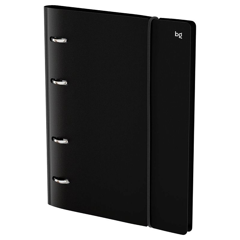 Тетрадь на кольцах А5, 120л., BG "Base", пластиковая обложка, черный, с резинкой