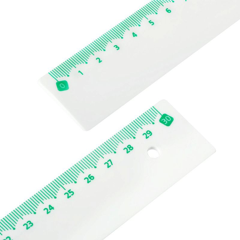Линейка 30см СТАММ, пластиковая, непрозрачная, белая, с цветной шкалой 