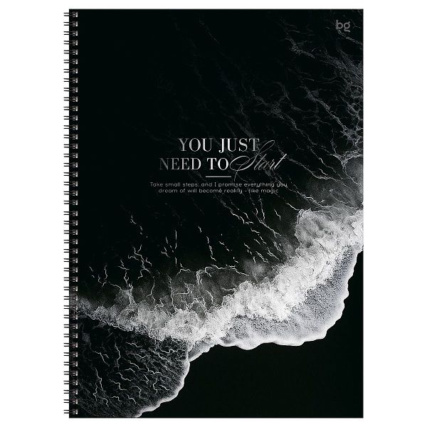 Тетрадь 160л., А4 клетка на гребне BG "Волна вдохновения", глянцевая ламинация, тиснение фольгой, твердая обложка