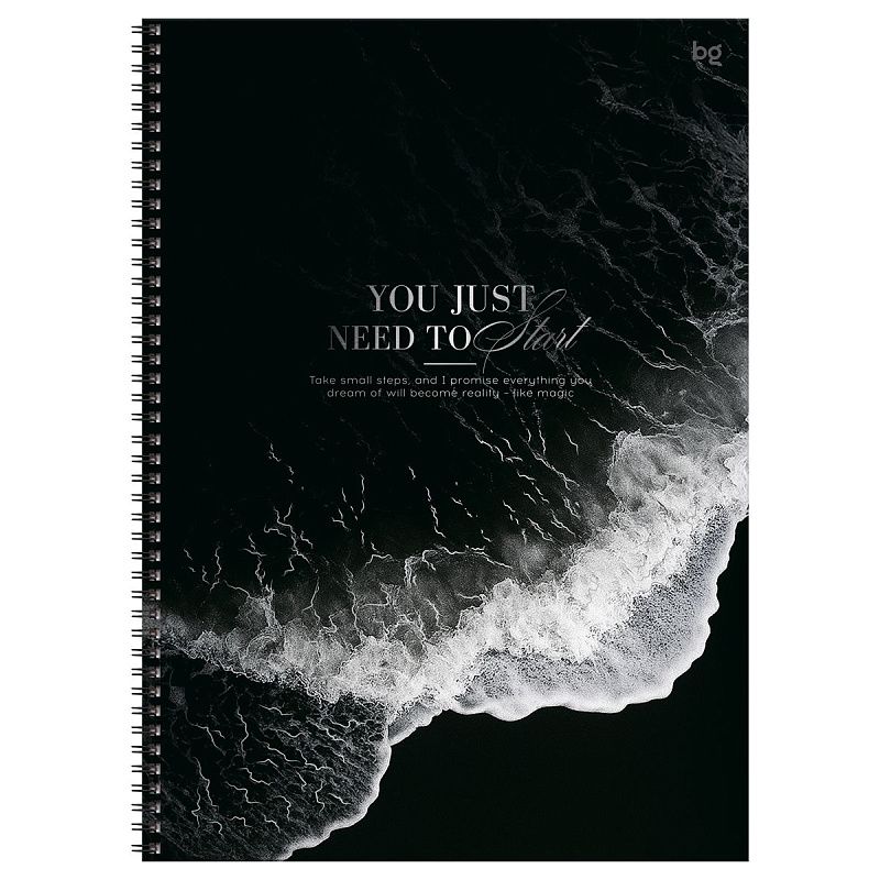 Тетрадь 160л., А4 клетка на гребне BG "Волна вдохновения", глянцевая ламинация, тиснение фольгой, твердая обложка