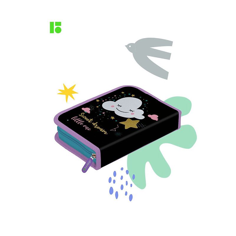 Пенал 1 отделение, 200*140*40 Berlingo "Little cloud", дополнительная откидная секция, полиэстер 