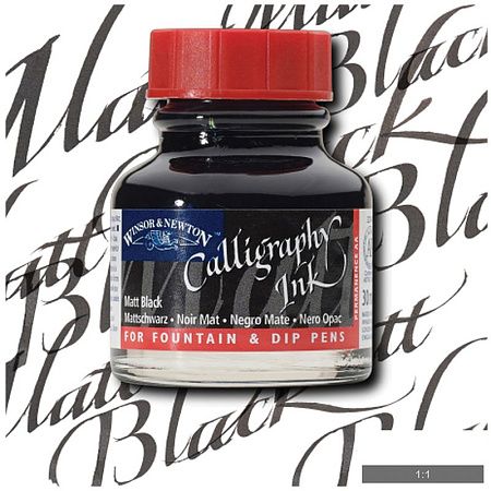 Тушь Winsor&Newton для каллиграфии (красная крышка), 30мл, черная матовая 
