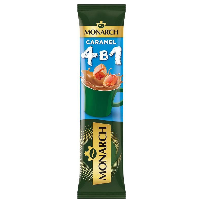 Кофе растворимый Monarch "Caramel", со вкусом карамели, 4в1, порционный 24 пакетика*13,5г, картонная коробка