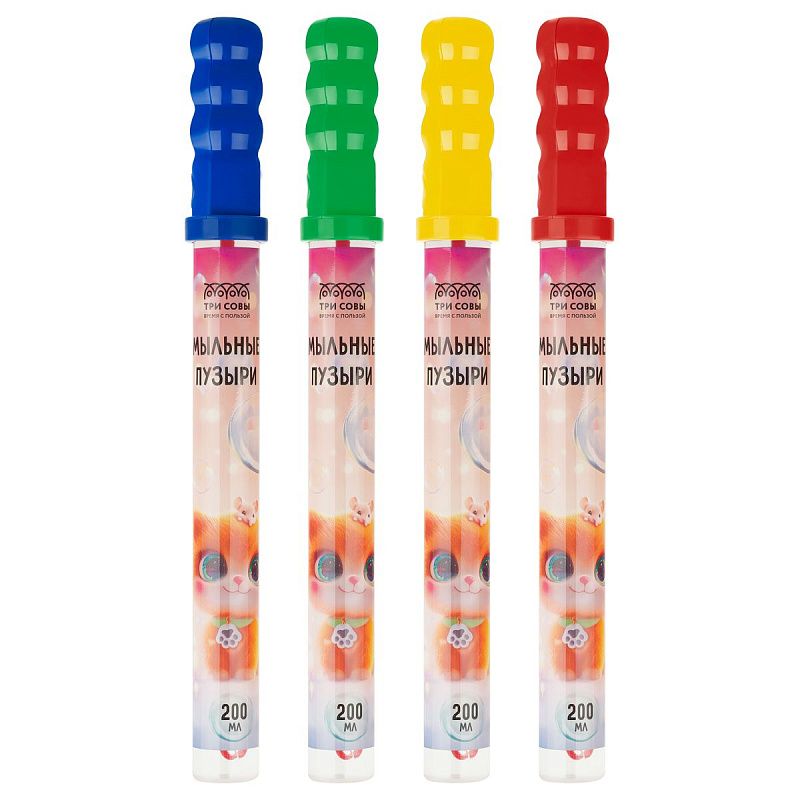 Мыльные пузыри ТРИ СОВЫ "Котенок", 200мл, ассорти