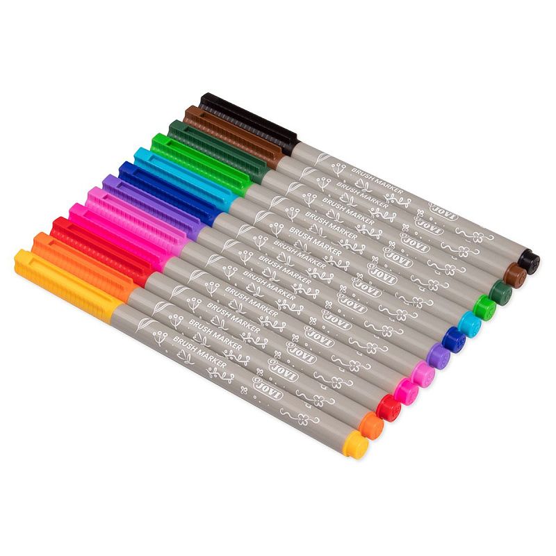 Набор маркеров-кистей JOVI "Lettering", 12цв., на водной основе, кисть/пулевидный