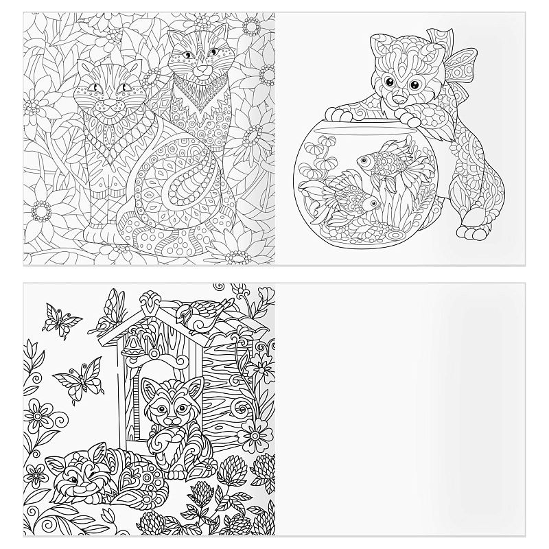 Раскраска для взрослых 228*228 ТРИ СОВЫ "Антистресс-терапия. Такие разные кошки", 64стр., склейка