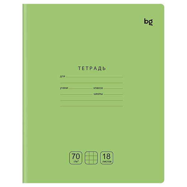 Тетрадь 18л., клетка BG "Отличная", светло-зеленая, 70г/м2