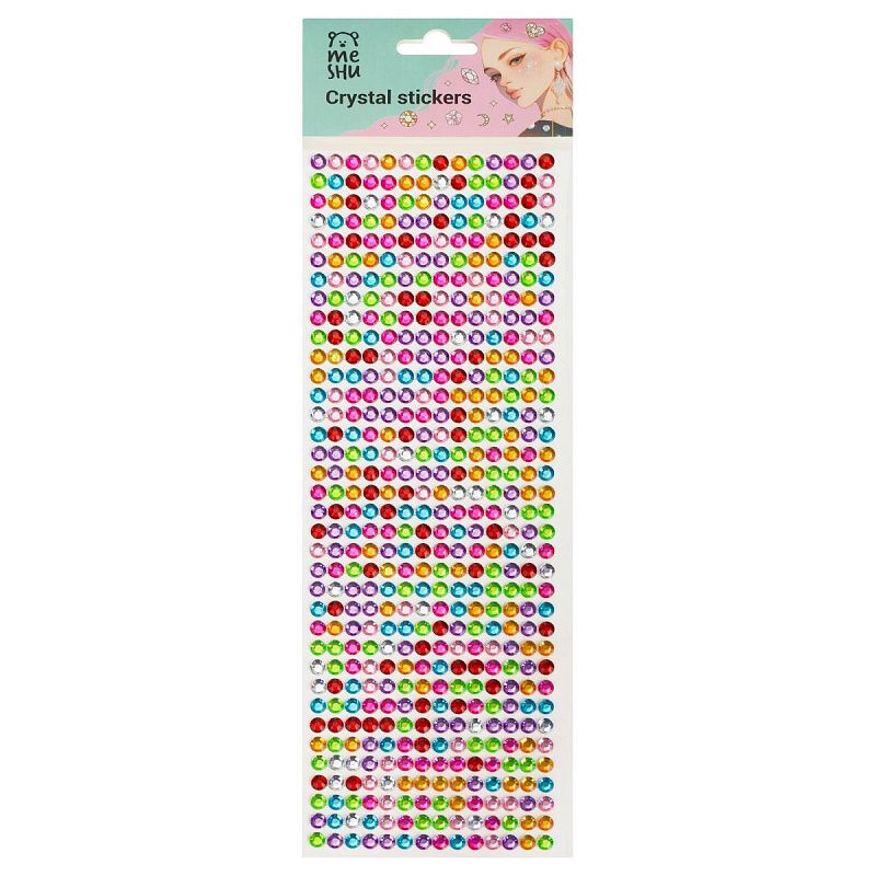 Стразы самоклеящиеся для творчества MESHU "Rainbow" 504 наклейки, инд. уп., европодвес