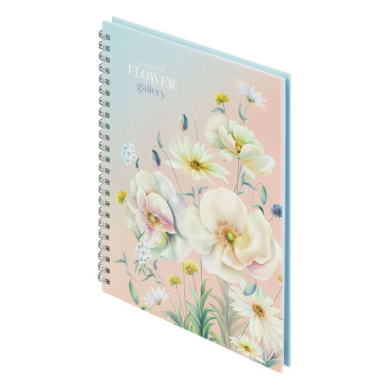 Тетрадь 80л., А5, клетка на гребне BG "Flower gallery", глянцевая ламинация, твердая обложка