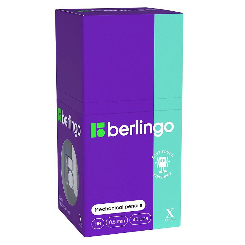 Карандаш механический Berlingo "X" 0,5мм, с ластиком, ассорти 
