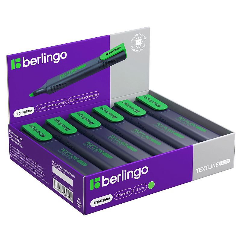Текстовыделитель Berlingo "Textline HL500" зеленый, 1-5мм 