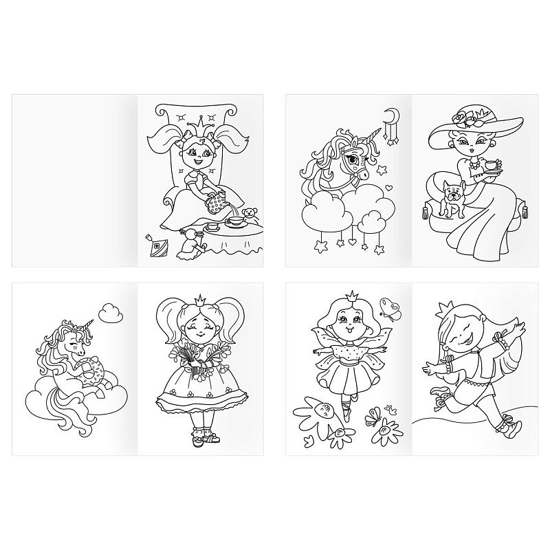 Суперраскраска А4 ТРИ СОВЫ "Принцессы и ее друзья", на склейке, 40стр.