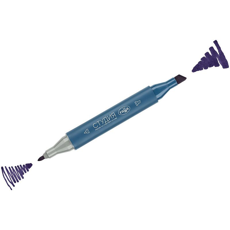 Маркер двусторонний для скетчинга Гамма "Студия", ультрамарин фиолетовый, корпус трехгранный, пулевид./клиновид. наконечники