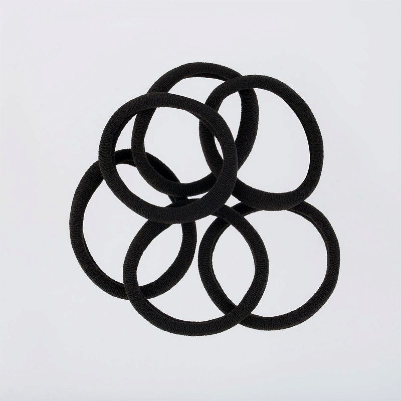 Резинки для волос MESHU "Essence", черные, 6шт., диаметр 4см, европодвес