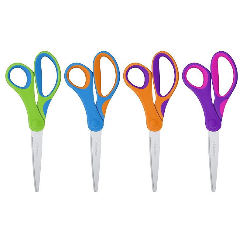 Ножницы Berlingo "Fuze" 17,7см, эргономичные ручки, ассорти, европодвес