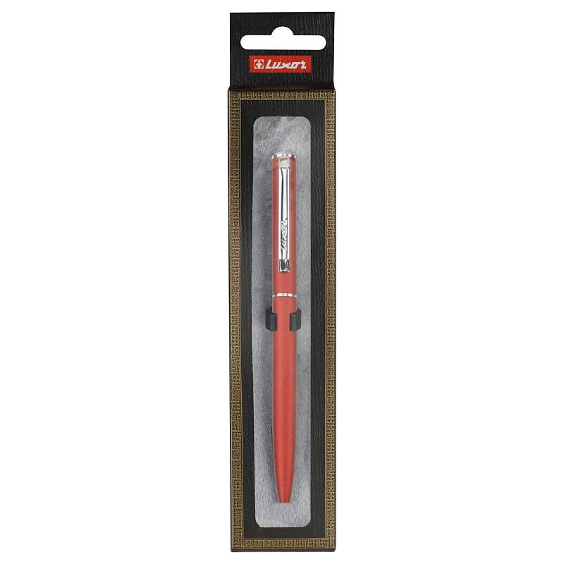 Ручка шариковая Luxor "New Premier" синяя, 0,7мм, корпус бордо/хром, поворотный механизм, футляр 