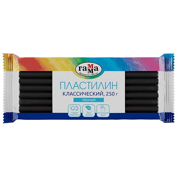 Пластилин Гамма "Классический", черный, 250г