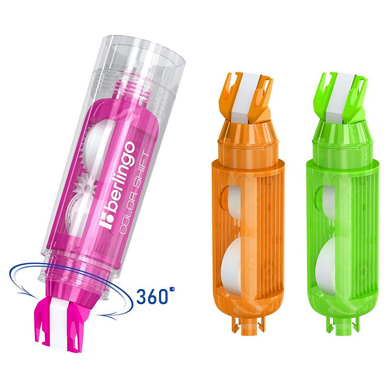 Корректирующая лента Berlingo "Color Shift" + 2 сменных картриджа в комплекте, 5мм*6м, блистер с европодвесом