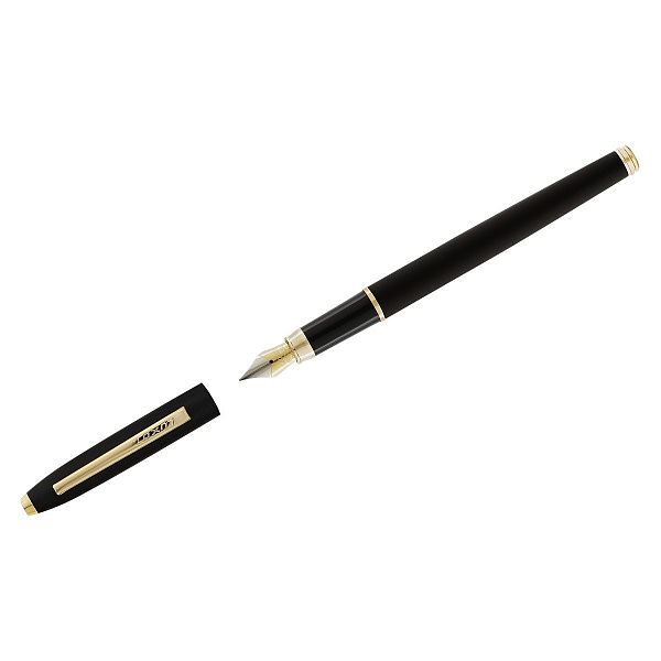 Ручка перьевая Luxor "Sterling" синяя, 0,8мм,  корпус черный/золото, футляр