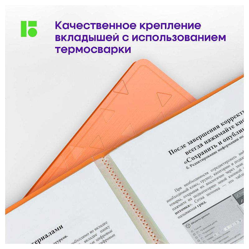 Папка с 40 вкладышами Berlingo "Neon", 24мм, 1000мкм, оранжевый неон, с внутр. карманом 