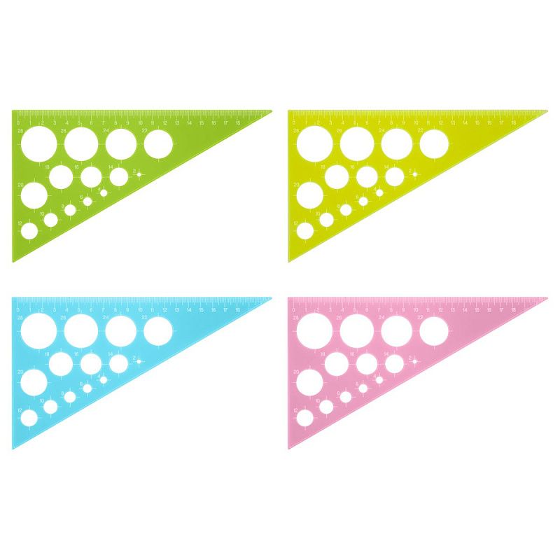 Треугольник 30°, 19см СТАММ, пластиковый, с окружностями, прозрачный, неоновые цвета, ассорти