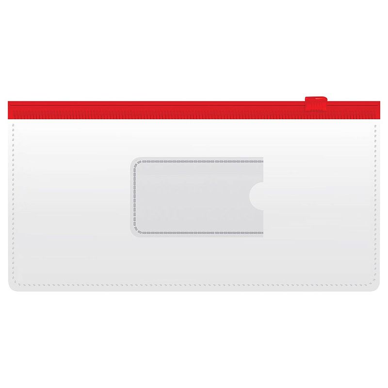 Папка-конверт на zip-молнии СТАММ 255*130мм, ПВХ, 120мкм, прозрачная, цветная молния, карман, для ж/д и авиа билетов, ассорти 