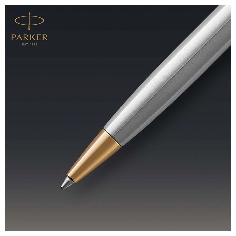 Ручка шариковая Parker "Sonnet Stainless Steel GT" черная, 1,0мм, поворот., подарочная упаковка 