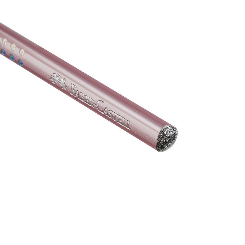 Карандаш ч/г Faber-Castell "Sparkle" В, трехгранный, заточен., розовый металлик 
