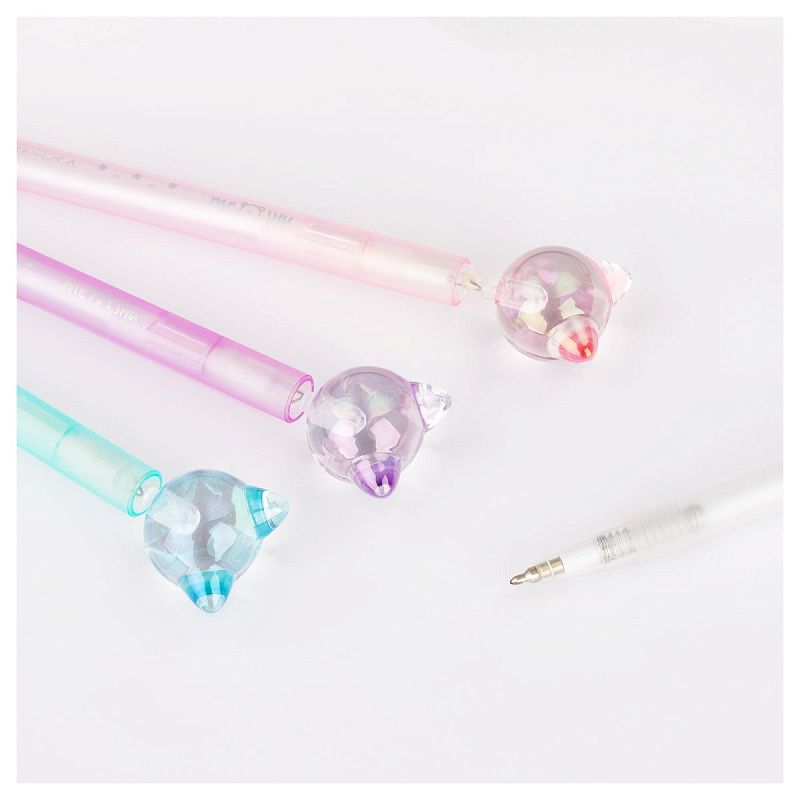 Ручка шариковая автоматическая MESHU "Cats" синяя, 0,7мм, корпус ассорти, с топпером 