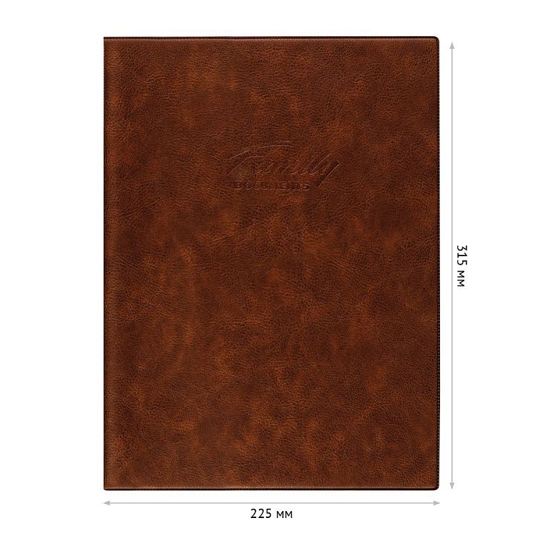 Папка для семейных документов А4, OfficeSpace, искусств. кожа, коричневая, инд. упаковка, ШК 