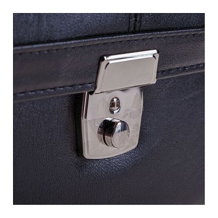 Портфель OfficeSpace "Flora", кожзам, черный, 2 отделения, метал. замок 