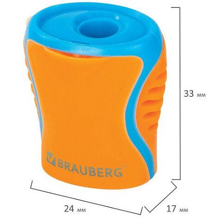 Точилка BRAUBERG "Mix", с контейнером, пластиковая, корпус ассорти, 228448 