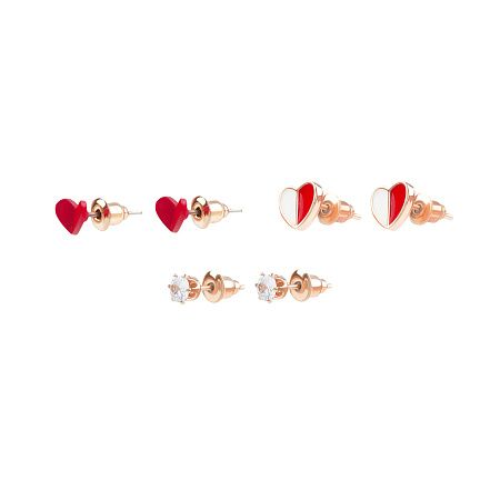Серьги MESHU, бижутерия, красные, 3 пары, европодвес