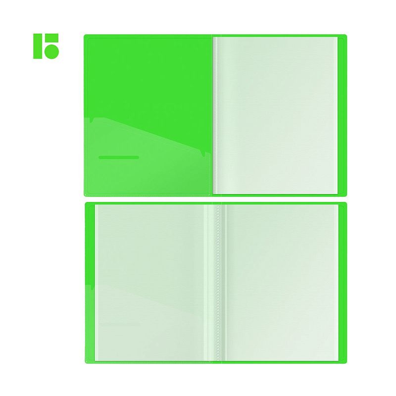 Папка с 40 вкладышами Berlingo "Neon", 24мм, 1000мкм, зеленый неон, с внутр. карманом 