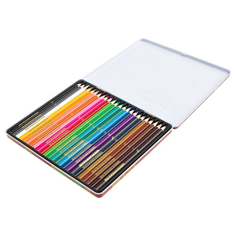 Карандаши цветные Мульти-Пульти "Чебурашка", 24цв., трехгран., заточен., метал. пенал