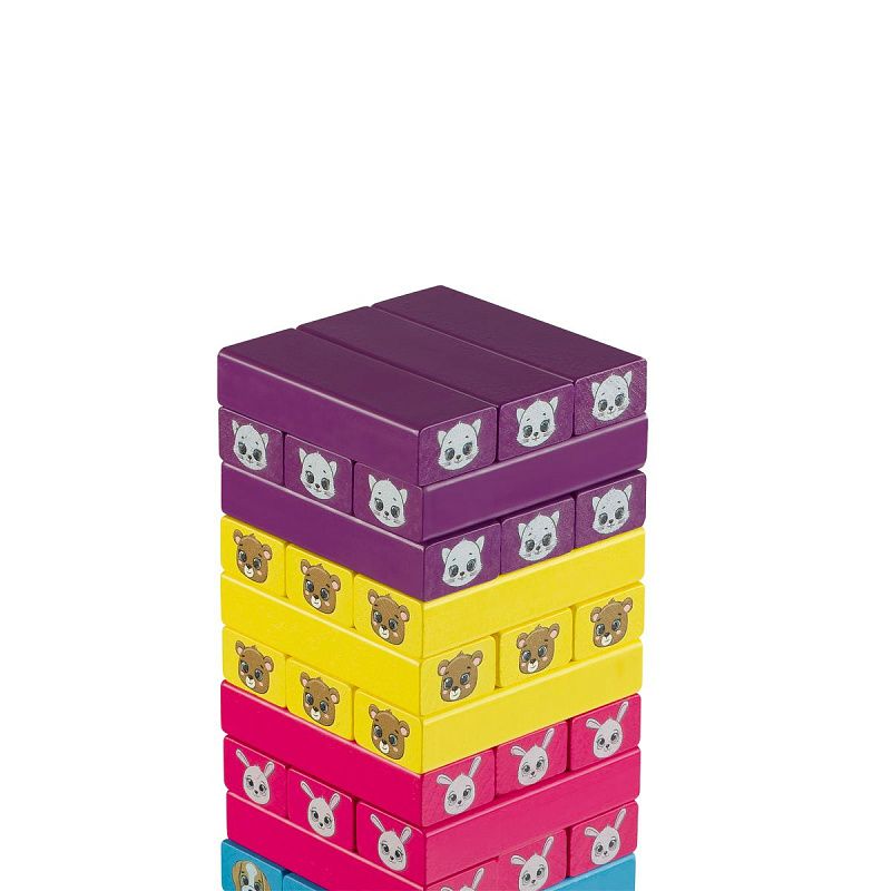 Игра настольная ТРИ СОВЫ "Цветная башня" 2в1 с домино, 54 бруска, кубик, уголок для сборки, картонная коробка 