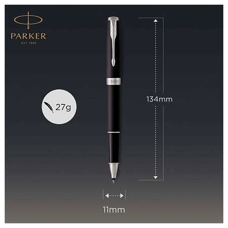 Ручка-роллер Parker "Sonnet Matte Black CT" черная, 0,8мм, подарочная упаковка 