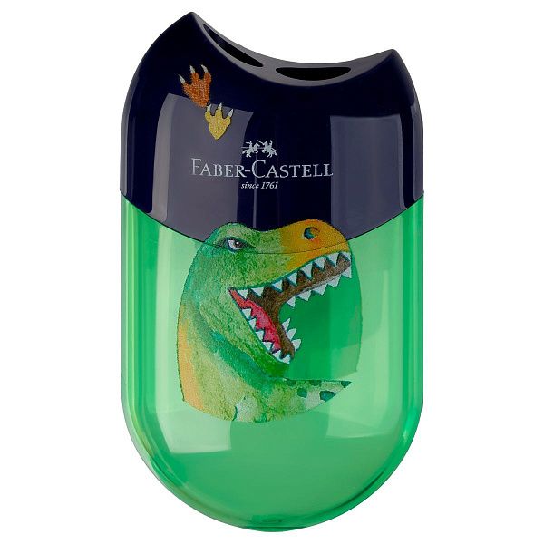 Точилка пластиковая Faber-Castell "Dinosaur" 2 отверстия, контейнер