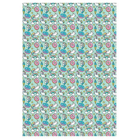 Упаковочная бумага глянц. 70*100см, MESHU "Unicorn", 80 г/м2, ассорти, 4 дизайна