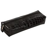 Пенал-косметичка BRAUBERG "Ultra black", "крокодиловая кожа", 20х6х4 см, 223909