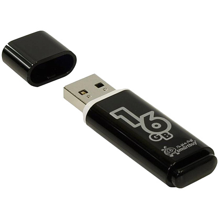 Память Smart Buy "Glossy"  16GB, USB 2.0 Flash Drive, черный